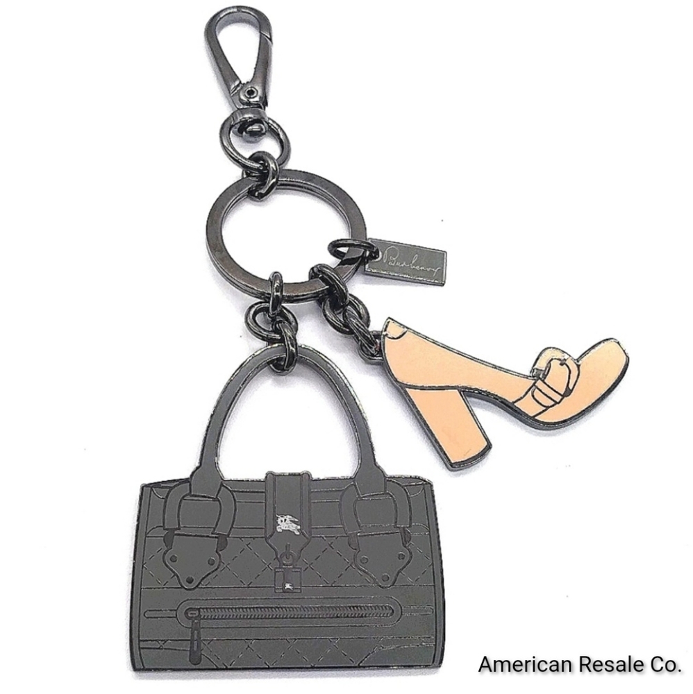 Vintage Burberry Plaid Purse and Heel Keychain FOB Tigger Snap Purse Charm